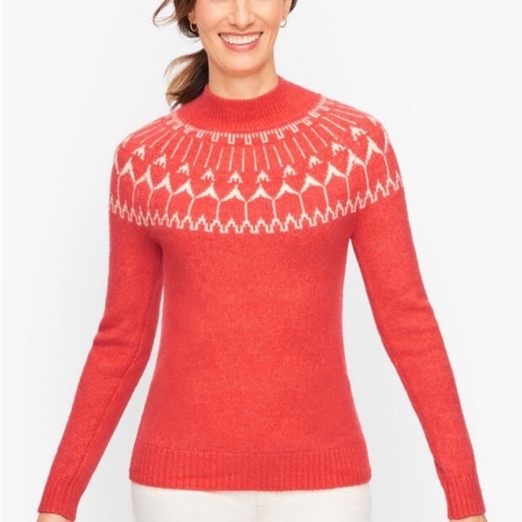 Talbots Sweaters - TALBOTS FAIR ISLE MOCK NECK SWEATER PULLOVER LONG SLEEVE SIZE SP